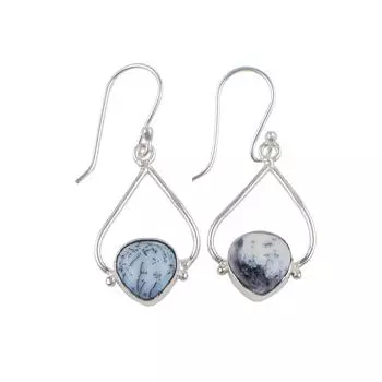 Dendritic Opal Gemstone 925 Sterling Silver Artisan Jewelry Women Earrings 1.80 EE-33-18