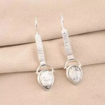 Dendritic Opal Gemstone 925 Sterling Silver Jewelry Handmade Long Earrings 2.3 EE-166-30