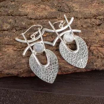 Dendritic Opal Gemstone 925 Sterling Silver Jewelry Handmade Hook Earrings 1.78 EE-64-24