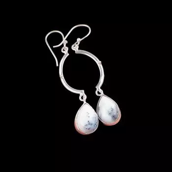 Dendritic Opal Gemstone 925 Sterling Silver Jewelry Handcrafted Earrings 2.60 EE-43-21