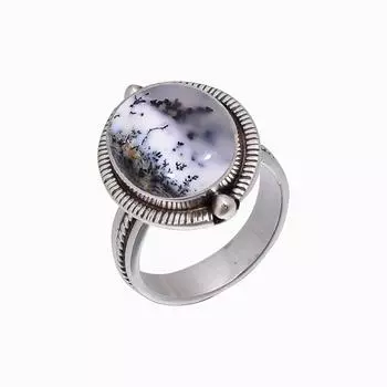 Дендритовый агат - бразильское кольцо из стерлингового серебра 925 пробы V5101, белое кольцо, овальное кольцо, подарок на День святого Валентина, подарок для нее, подарок на день рождения, ювелирные изделия ручной работы, Si