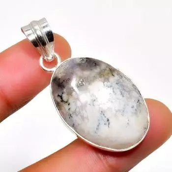 Дендритовый опал, драгоценный камень 925, посеребренный кулон ручной работы, 1,70 дюйма 1.70 белый