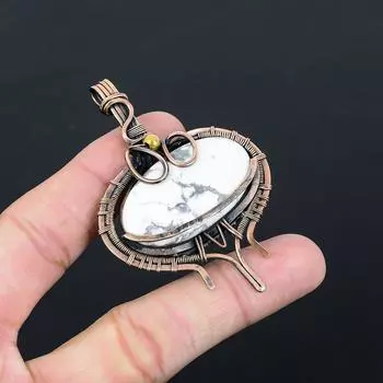 Дендритовый опал, драгоценный камень, чистая медная проволока, обернутая подвеской ручной работы, ювелирное изделие для нее 2.87 Inches белый