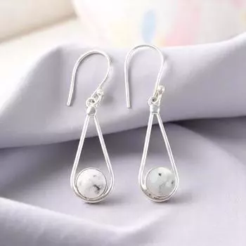 Дендритовый Опал Драгоценный Камень Серебро 925 пробы Ювелирные Изделия Ручной Работы Серьги 1.76 EE-126-30