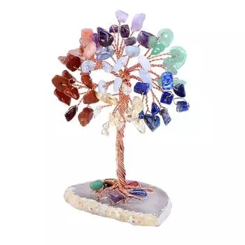Денежное дерево из кристаллов и камня, домашний декор, мини-ваза, основание из медной проволоки, денежное дерево из меди, медная проволока
