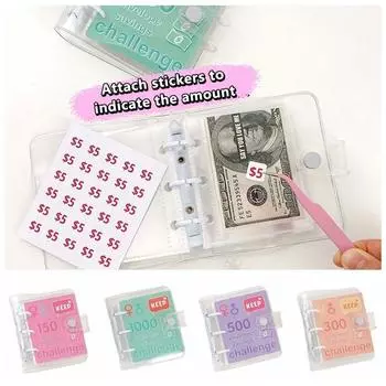 Денежные конверты Папка-переплет для экономии денег 150/300/500/1000 долларов Мини-бюджетная папка-переплет для экономии денег Pink-150