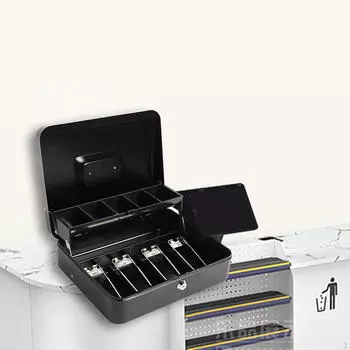 Денежный ящик с замком и лотком. Чехол для денег. Портативный органайзер для чеков. Многоцелевой органайзер с отделением. розовый