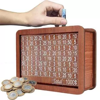 Денежный ящик со счетчиком, деревянный счетчик, копилка, экономия детей, взрослых, денежный ящик, экономия денег, кассовый ящик, организация ремесел для дома as the picture