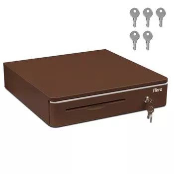 Денежный ящик Tera 4 купюры 8 монет Расширенный размер 5 запасных ключей Автоматический ручной кассовый аппарат ОС Подключение принтера Ширина 40 см x Глубина 40 см x Высота 405R