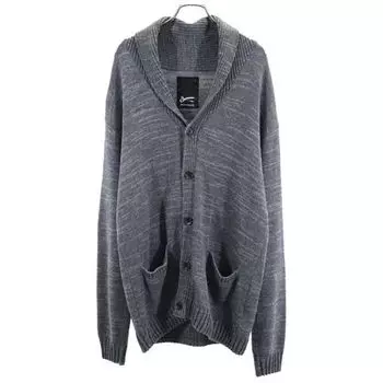 DENHAM wool blend Long sleeve Cotton knit shawl collar cardigan L Gray Men s Used