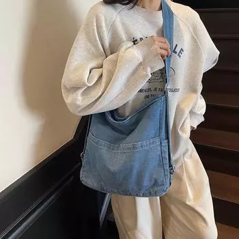 Джинсовая сумка через плечо многофункциональный рюкзак для женщин сумка через плечо светло-синий