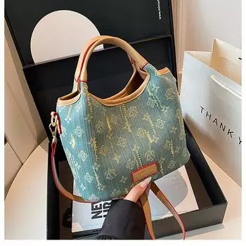 Denim bag women s large-capacity new summer versatile casual messenger bag shoulder commuter tote bag