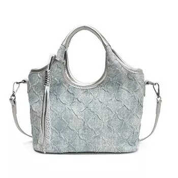 Denim Handbag Casual Versatile Bucket Bag New Large Capacity Shoulder Bag Fashion Messenger Bag no pendant