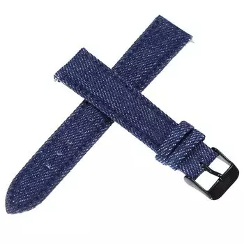 [DENIM Leather] Ремешок для часов из джинсовой кожи, сменный ремешок для часов 18 мм (Джинсовый синий пряжка черная)