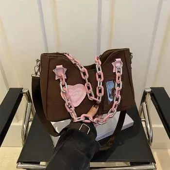 Denim Pain Bag Small Food Crossbody Bag Trendy New Personality Chain Medieval Spice Girl Shoulder Japanese Handbag белый