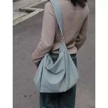 Сумка-тоут из денима для женщин 2024 года, летняя сумка-мессенджер из высококачественной фактуры большой вместимости для поездок на работу и обратно джинсовый