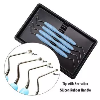 Инструмент для дентальной имплантации Ложка-экскаватор для реставрации Ложка-экскаватор для дентальной имплантации Силиконовая ручка с двумя концами и пилообразным зубом 1 piece 2.0mm