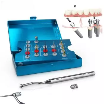 Dental Implant Screw Removal Kit Broken Cover Screw Extractor Surgical Remover Instruments синий