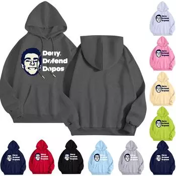 DENY DEFEND DEPOSE Женская мода с длинным рукавом, однотонная, с круглым вырезом, с принтом LuLgi, толстовка с капюшоном L бежевый