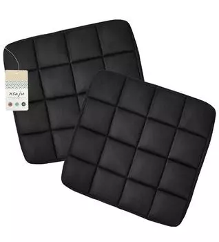 Deodorizing and stuffiness prevention bamboo charcoal cushion car seat office chair living room set of 2 [XSAJU] (black)