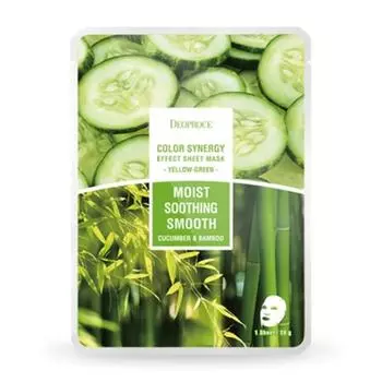 Deoproce Color Synergy Effect Тканевая маска Желто-зеленый огурец и бамбук 20 г * 5 шт./10 шт./15 шт./20 шт.