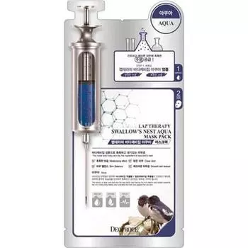 DEOPROCE LAP THERAPY AMPOULE MASKPACK SWALLOW S NEST AQUA Увлажняющая тканевая маска для лица с экстрактом ласточкиного гнезда