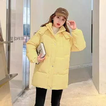 Отдел универсальной модной одежды из хлеба, хлопчатобумажная утепленная женская куртка, маленькая зимняя 2024 года, новая утолщенная популярная куртка с капюшоном на хлопчатобумажной подкладке S чёрный