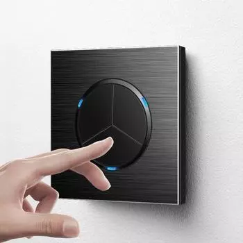 Depoguye 1 Gang 1 Way Случайный щелчок Вкл/Выкл настенный выключатель света Бытовая светодиодная черная точка сброса Панель ЕС Великобритания Франция розетка 250 В 1gang1way