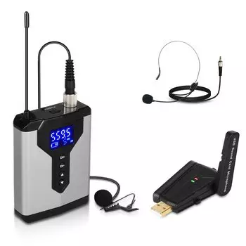 Depusheng Wireless Lavalier Microphone Head Mount Microphone Mini USB Connector Receiver Can Connect to Computer Notebook Video Suitable for Online