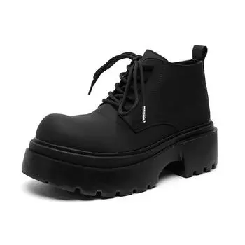 Дерби ботинки Мартин мужские 2024 новые короткие ботинки на толстой подошве для увеличения роста в британском стиле ретро кожаные ботинки тренд 18944-R 38 чёрный