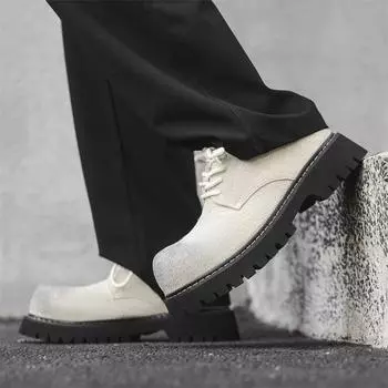 Дерби Мужские туфли на толстой подошве Модный британский молодежный стиль Для прогулок по улице Черный и коричневый Плюс Лидер продаж Размер 38-46 38 чёрный