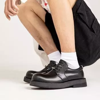 Derby men s shoes Trendy minimalist design style Outdoor Fashion Party Daily office youth Classic Black Thick soled shoes 38 чёрный