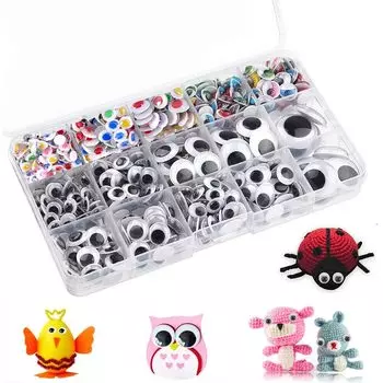 DERCHIA Eye Doll Black Eyes Moving Set of 750 Toy Eyes Moving Eyes Paste Type Eye Parts Stickers DIY Handmade Craft Parts Doll Eyes