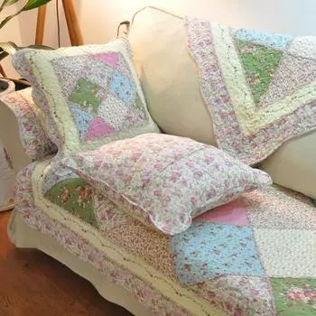 Деревенская хлопковая четырехсезонная тканевая подушка для дивана, нескользящая подушка для дивана, модное синее и розовое клетчатое полотенце для дивана 50*50 розовый