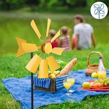 Деревенская железная художественная вращающаяся ветряная мельница, садовая патио, лужайка, декоративная ветряная мельница жёлтый