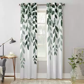 Деревенские листья и растения, оконные шторы для гостиной, спальни, современные кухонные жалюзи, шторы, шторы 135W x 60H(cm) x1
