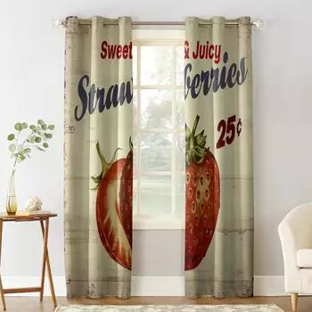 Деревенский фруктовый клубничный винтажный деревянный оконный занавес, домашний декор, шторы для гостиной, спальни, кухни, занавеска, панель 135W x 60H(cm)