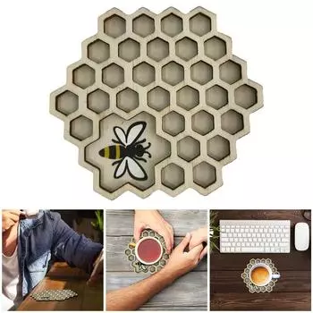 Деревенский Пчела и Соты Деревянный Бар И Стол Грелка Украшения One Size