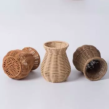 Деревенский ручной работы для домашнего рабочего стола креативная декоративная ваза из пластика ротанга