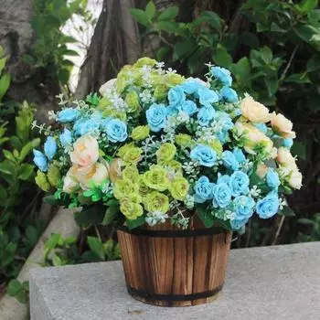 Деревенский сочный плантатор с волнистыми краями, деревянная бочка, пустой цветочный горшок, садовый декор L