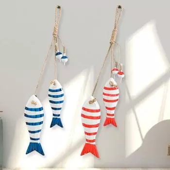 Деревенский средиземноморский деревянный кулон в виде рыбы винтажный пляж настенный орнамент гостиная