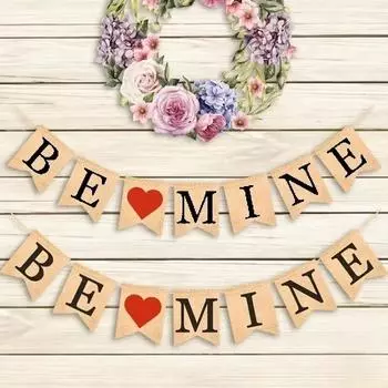 Деревенский винтажный баннер BE MINE Bunting Banner для свадебного душа Photo Booth, реквизит для уличной свадебной вечеринки, украшения для легкой установки 24x8x2cm жёлтый