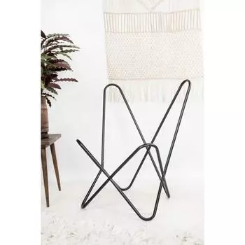 Деревенское винтажное ретро кожаное кресло-бабочка ручной работы, кресло для отдыха, только рама 36 x 29 x 29 in чёрный