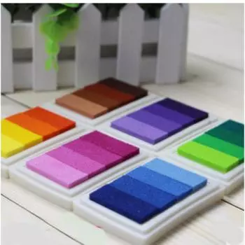 Красочные чернильные штемпельные подушечки на деревянной основе для отпечатков пальцев новобрачных оранжевый