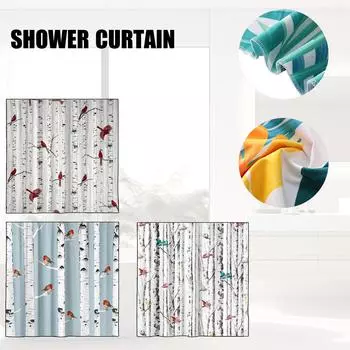 Дерево Душевая занавеска Птица Деревья Осень Лес Ствол Безлистный Туман Осень Зима Деревенский домик На открытом воздухе Природа Котта One Size