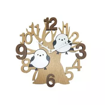 Дерево и птица Дерево и мотылек Коричневые 3D 3D часы Стильные деревянные аналоговые настенные часы Бесшумные настенные часы Интерьерные настенные часы Спальня Домашняя комната бежевый