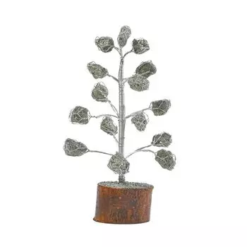 Дерево из пирита для денег, процветания и энергии рейки – Дерево из кристаллов ручной работы для удачи, уверенности и коррекции Васту – Духовный декор – 15 бусин