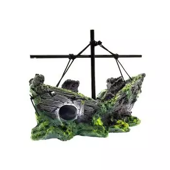 Дерево Ландшафтные Аксессуары Украшение для Аквариума Пещера для Укрытия Рыб Корабли-Обломки Украшение для Аквариума 6