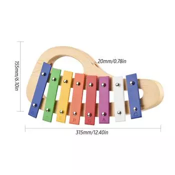 Дерево Сосна Ксилофон 8-Note Колокольчик 3 мм Красочная алюминиевая пластина с ручкой Деревянная молотковая палочка разноцветный