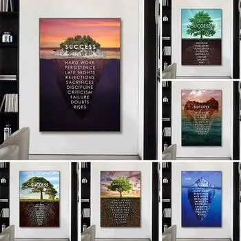 Дерево успеха холст плакат живопись вдохновляющее украшение стены искусство вдохновляющая цитата украшение для офиса и дома 21cm30cm NoFrame